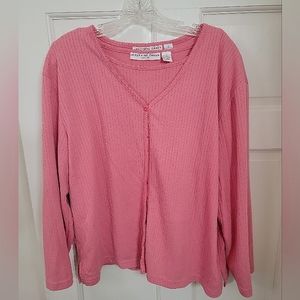 Josephine Chaus Ladies pink 2 piece set sleeveless and long sleeve top plus size